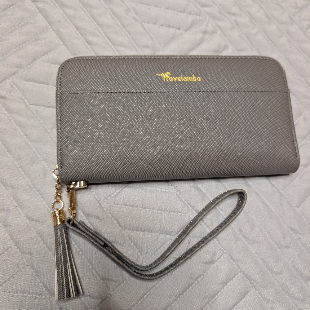 Travelambo Gray Zip-Around Wristlet Wallet